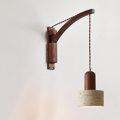 Josiah Modern Solid Wood Travertine Wall Lamp
