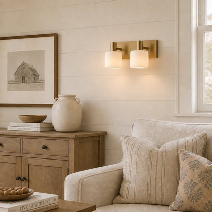 Aura Modern Brass Cylinder Porcelain Wall Sconce