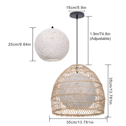 Clioan Bohemian Woven Rattan Pendant Light