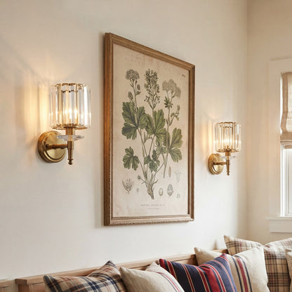 Solstice Brushed Brass Crystal Ribbed Glass Wall Sconce