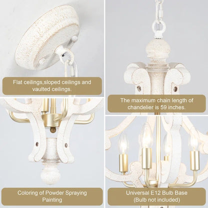 Astridina Rustic Antique Wooden French Country Chandelier