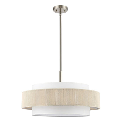 Tim Scandinavian Tiered Fabric Drum Chandelier