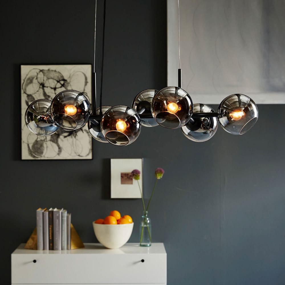 Malley Modern 8-Light Black Globe Glass Chandelier