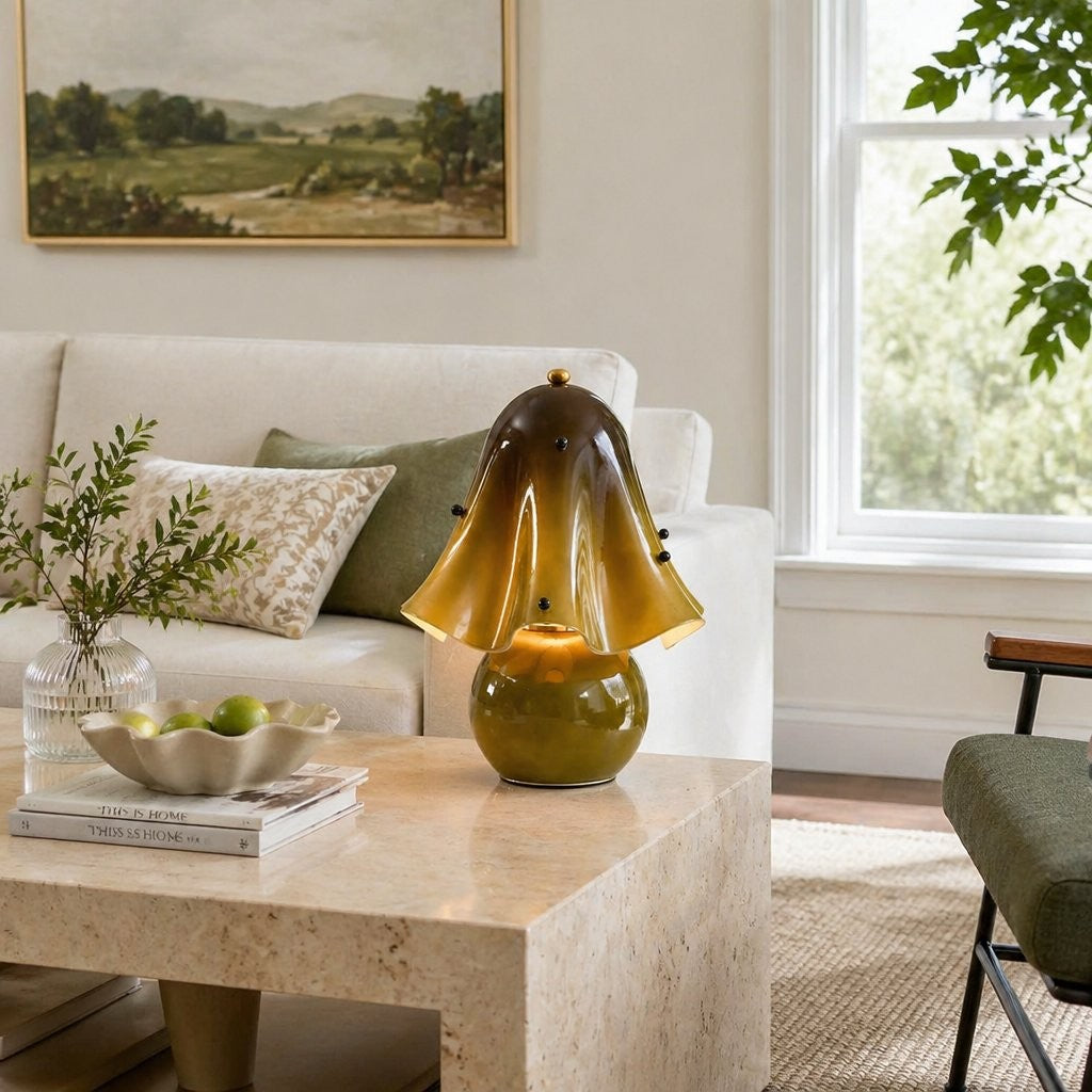 Catalina Modern Wavy Glass Petal Fazzo Table Lamp