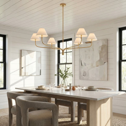 Ashlyn Modern 5/6 Light White Linen Conical Chandelier