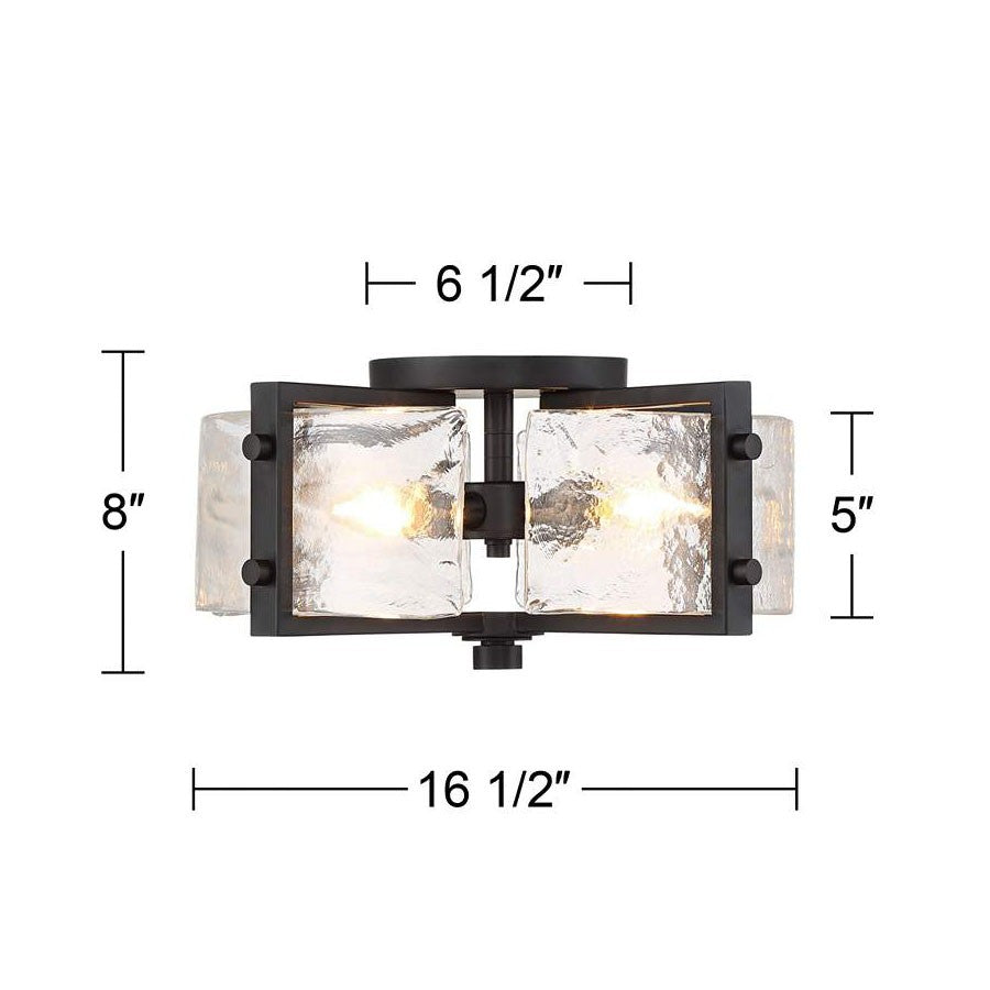 Piper Farmhouse Drum Glass Ceiling Light