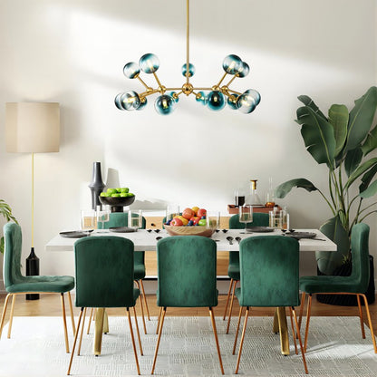 Taryn 15 Light Teal Colored Globe Glass Chandelier