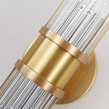 Prisha Mid Century Gold Fluted Ribbed Glass Wall Sconces