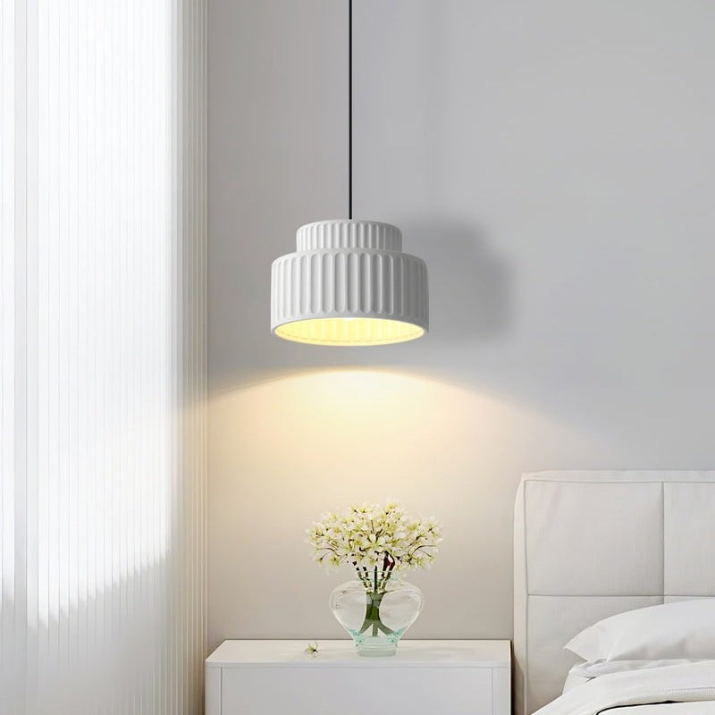 Draxithor Wabi Sabi Fluted Resin Cream Pendant Light