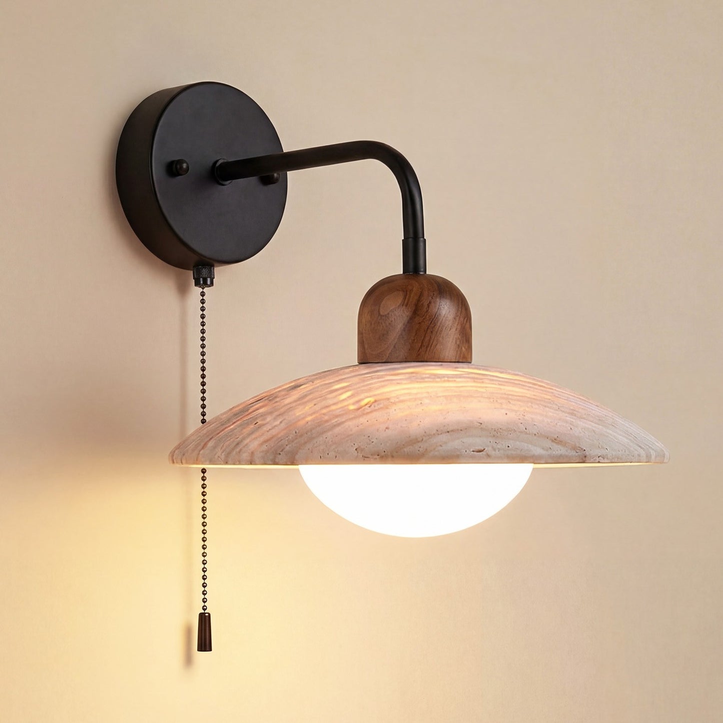 Habakkuk Farmhouse Disc Travertine Wall Sconce