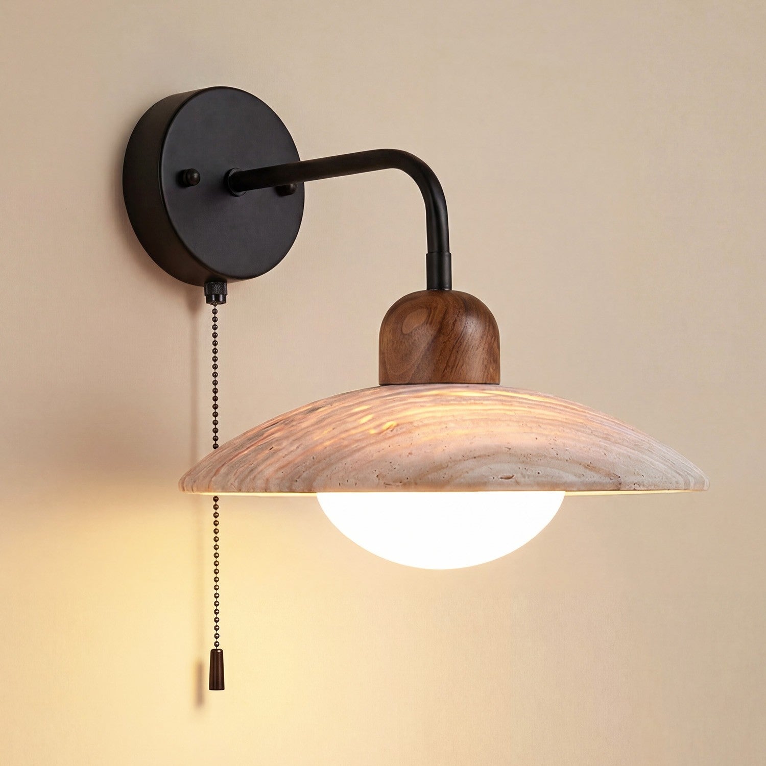 Habakkuk Farmhouse Disc Travertine Wall Sconce