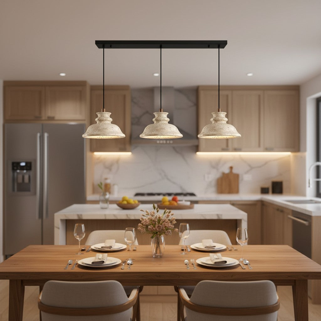 Jones Wabi Sabi Natural Sculpted Travertine Pendant Lamp