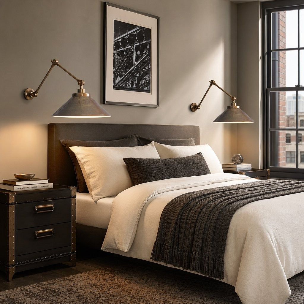 Galilea Industrial Brass Adjustable Wall Lamp