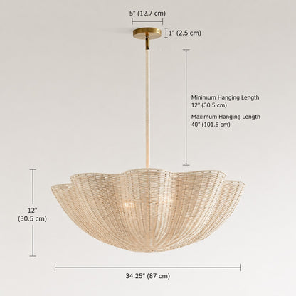Daxter Bohemian Woven Rattan Scalloped Pendant Light