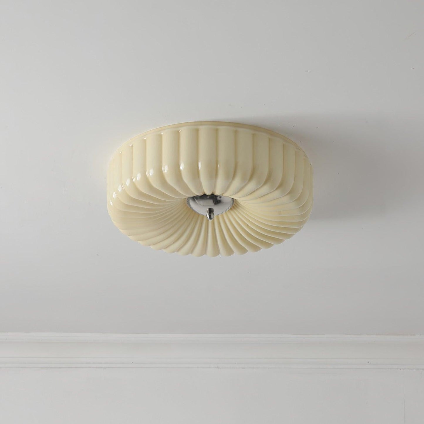 Prythos Cream Textured Glass Round Bauhaus Ceiling Light