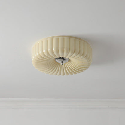 Prythos Cream Textured Glass Round Bauhaus Ceiling Light