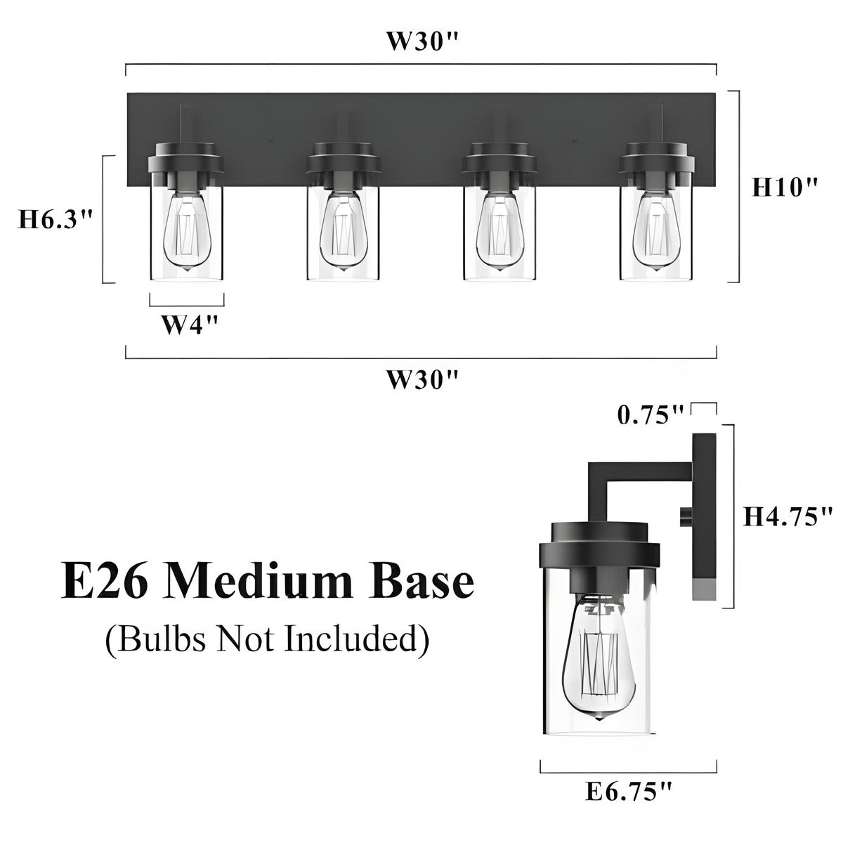 Pyros Farmhouse Clear Glass Cylinder Vanity Wall Light
