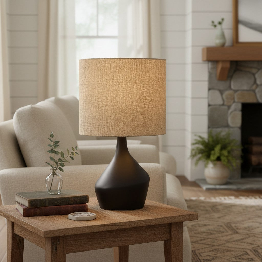 Daphne Vintage Ceramic Linen Shade Table Lamp