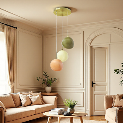 Baya Natural Three-Color Opal Glass Cluster Pendant Light
