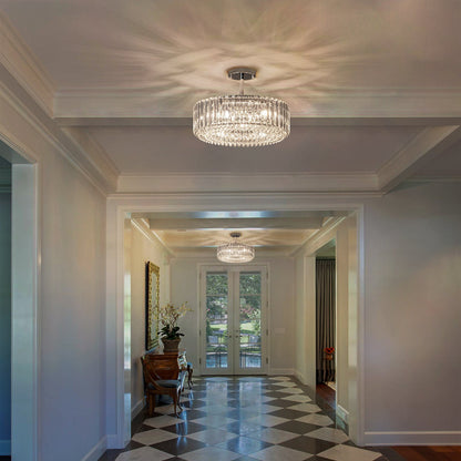 Ryxar Round Ribbed Crystal Semi Flush Mount Light