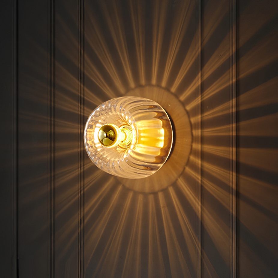 Rynik Mini Glass Sun Shape Full Copper Dual Purpose Flush Mount Light