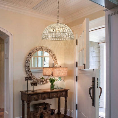 Zeldan Modern French Antique Bronze Dome Crystal Chandelier