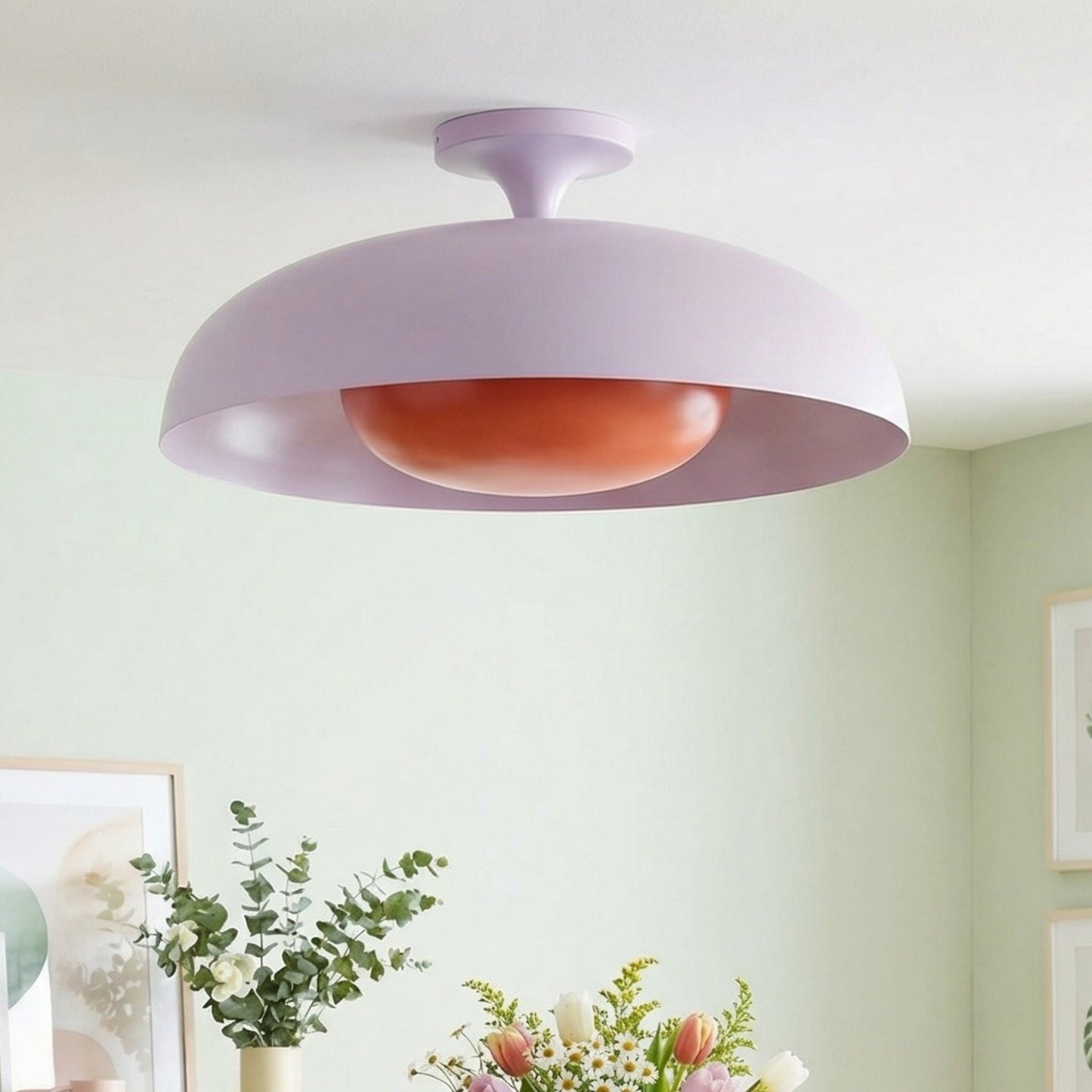 ‎Angelica Modern Yellow Metal Round Ceiling Light