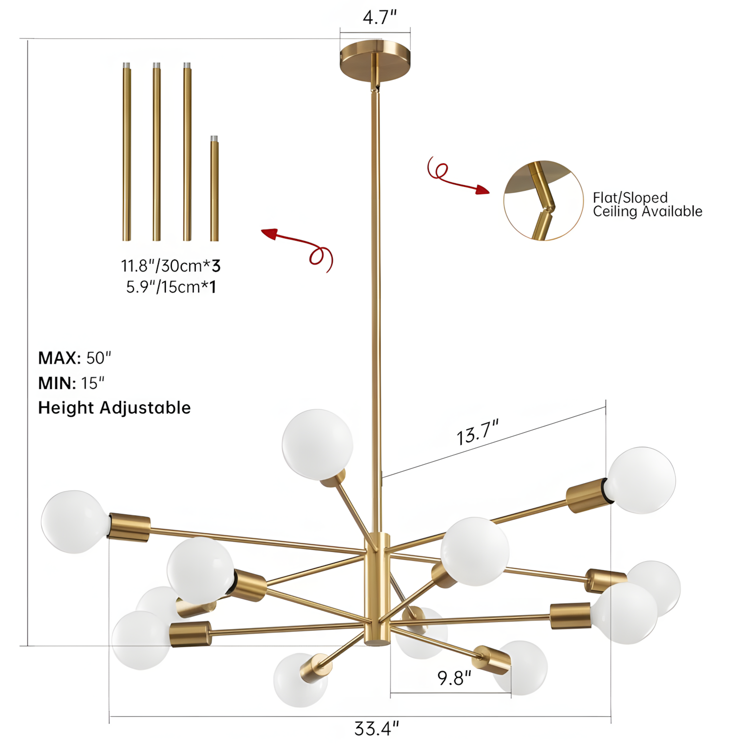 Drayven Modern Tiered Sputnik Metal Chandelier