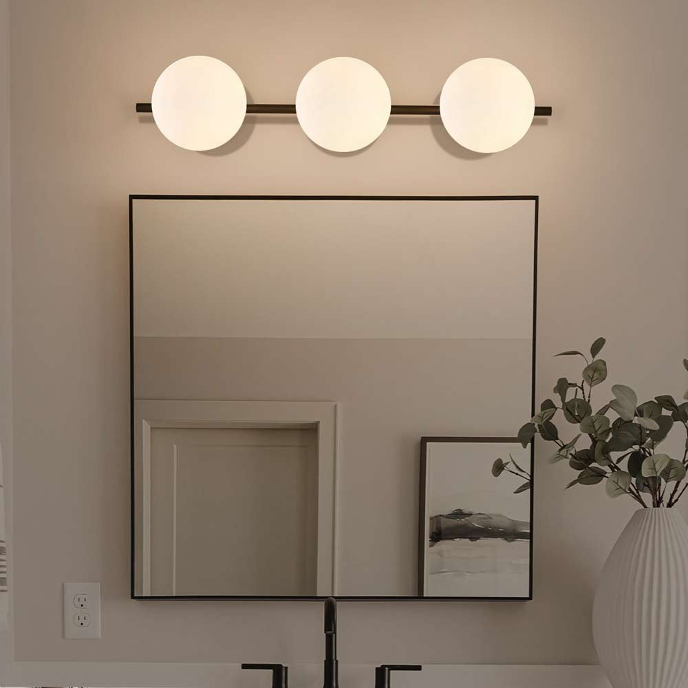 Larian White Glass Globe Bathroom Vanity Light