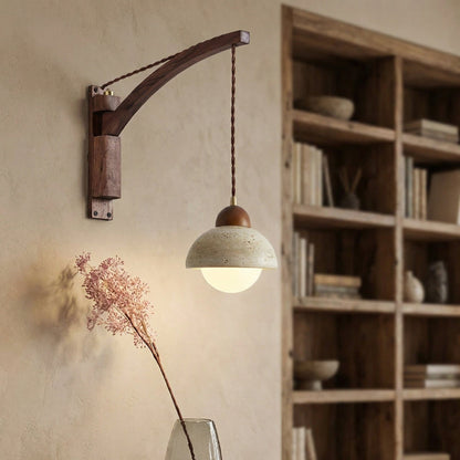 Josiah Modern Solid Wood Travertine Wall Lamp