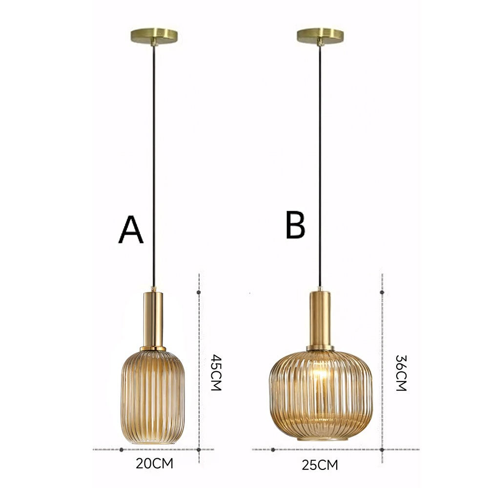 Zarek Lantern Shape Vertical Striped Stained Glass Pendant Light