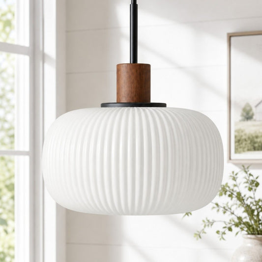 Aetheryn Nordic Ribbed Glass Pendant Lamp