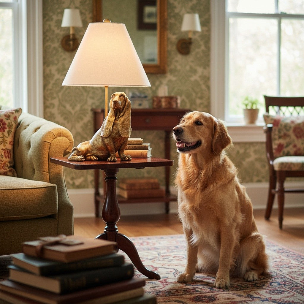 Aurea Unique Animal Table Lamp - Dog Sculptural Accent Lighting for Bedroom & Living Room