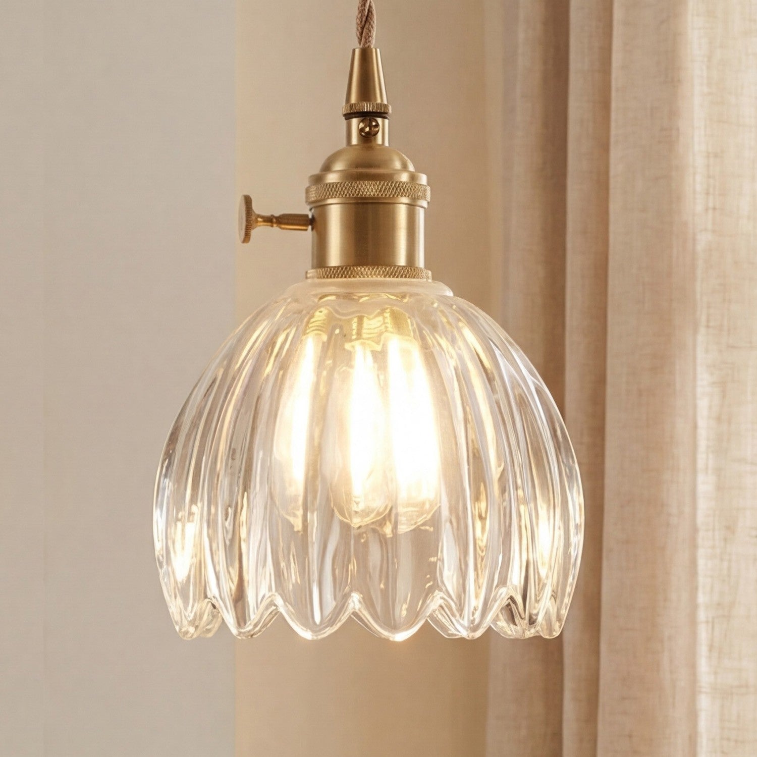 Ivana Retro Copper and Glass Tulip Pendant Light