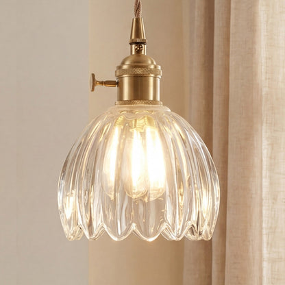 Ivana Retro Copper and Glass Tulip Pendant Light