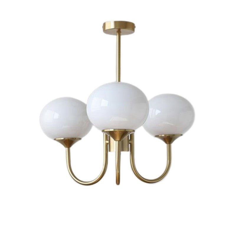 Bianca Colored Glass Shade Chandelier with Globes