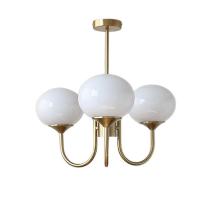 Bianca Colored Glass Shade Chandelier with Globes