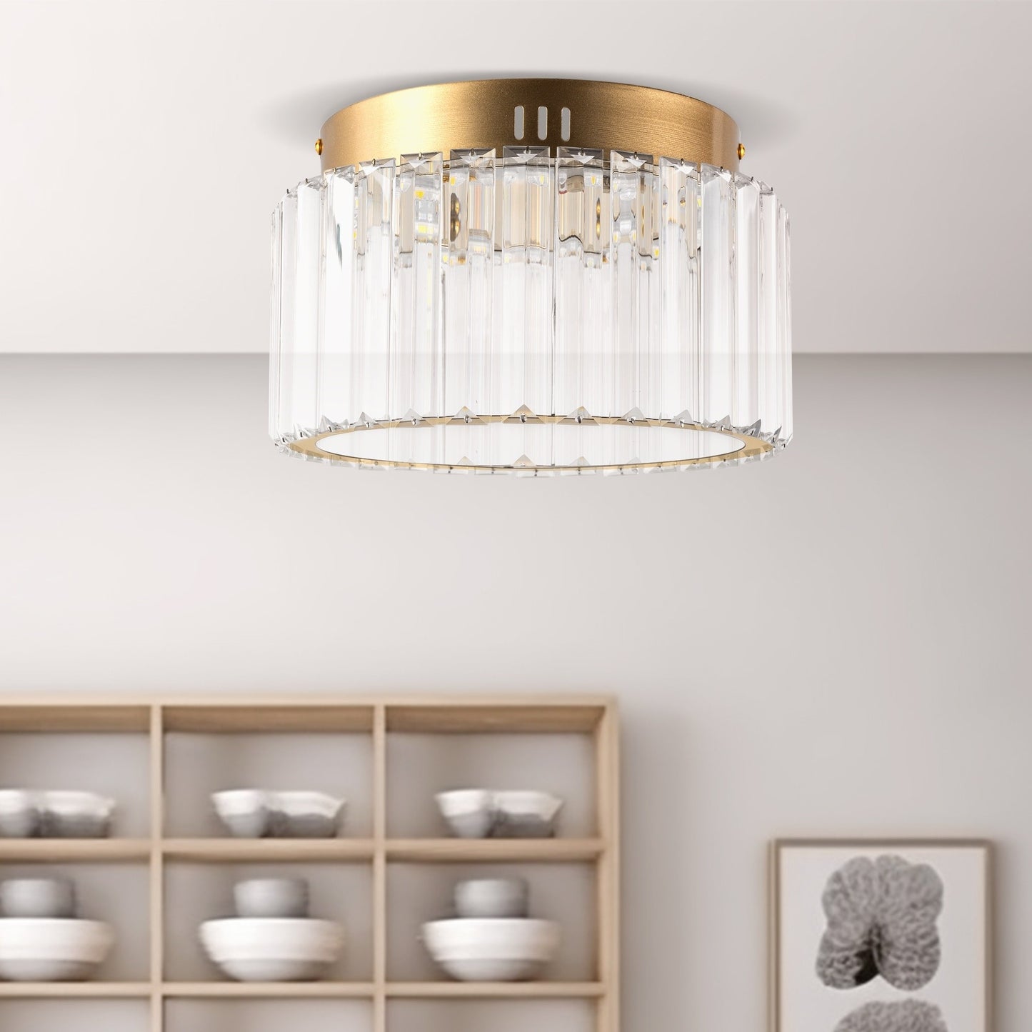 Collins Retro Crystal Drum Semi Flush Mount Ceiling Light