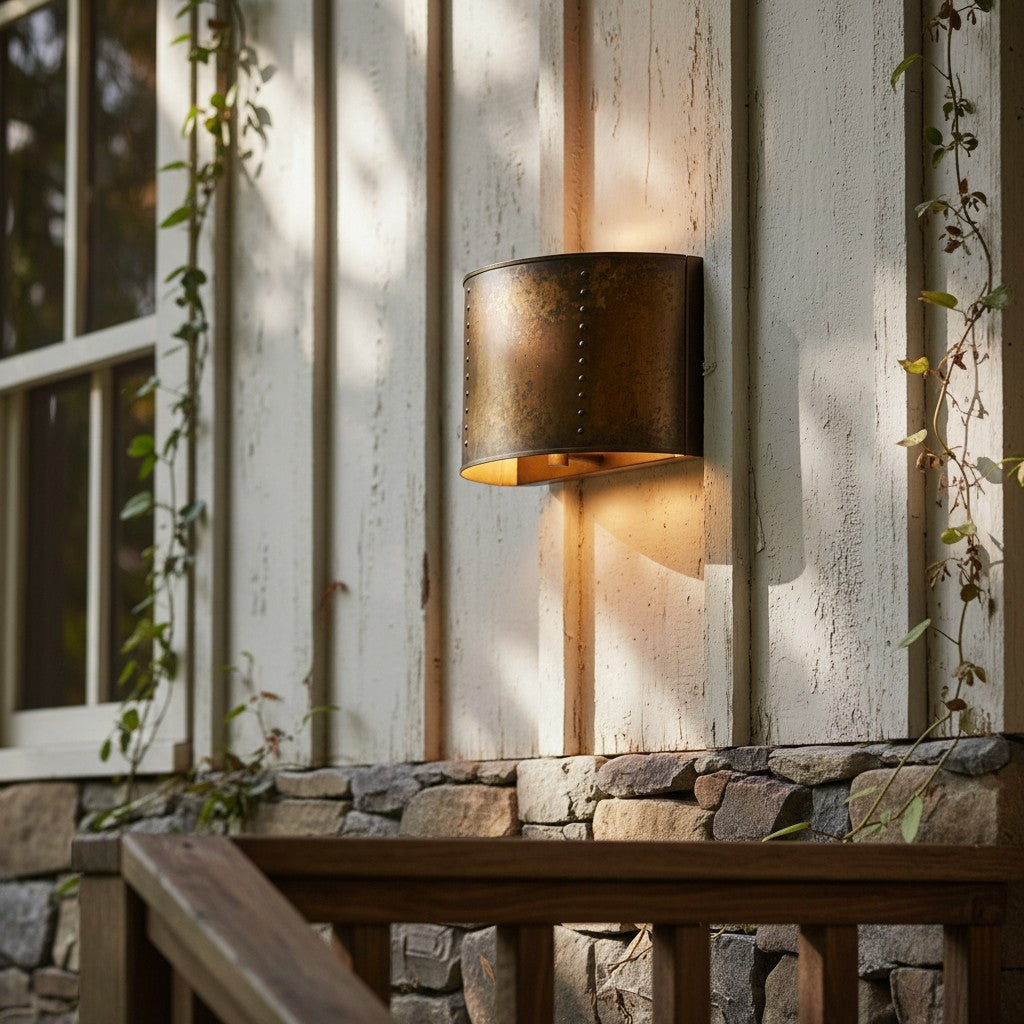 Sharon Industrial Textured Curve Brass Wall Light