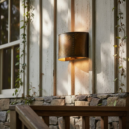 Sharon Industrial Textured Curve Brass Wall Light