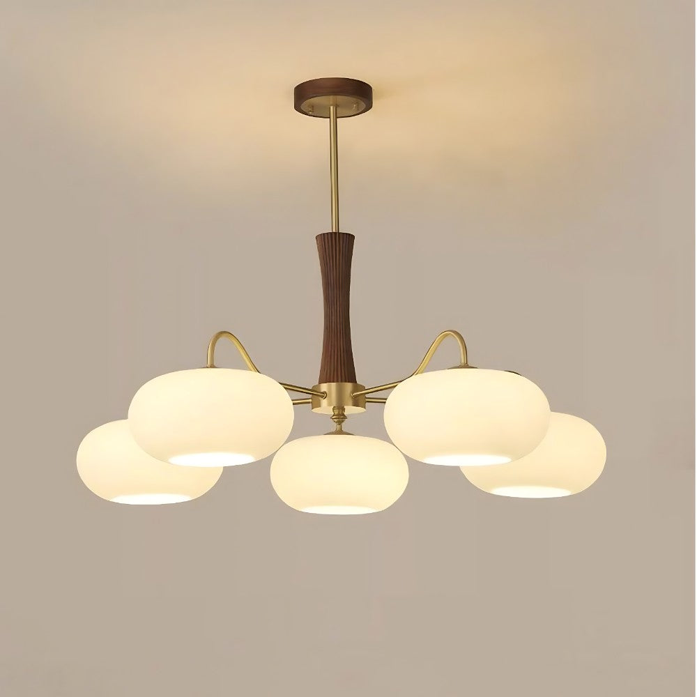 Obsidian Modern Bubble Brass Glass Persimmon Chandelier
