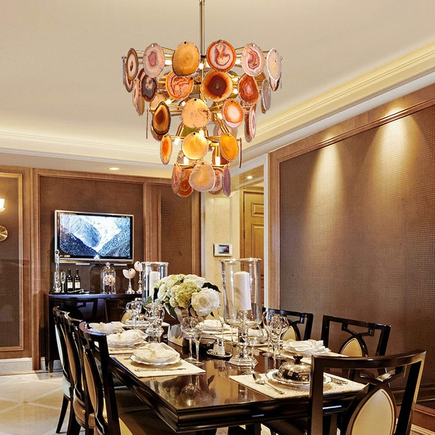 Gideon Slice Agate Tower Chandelier