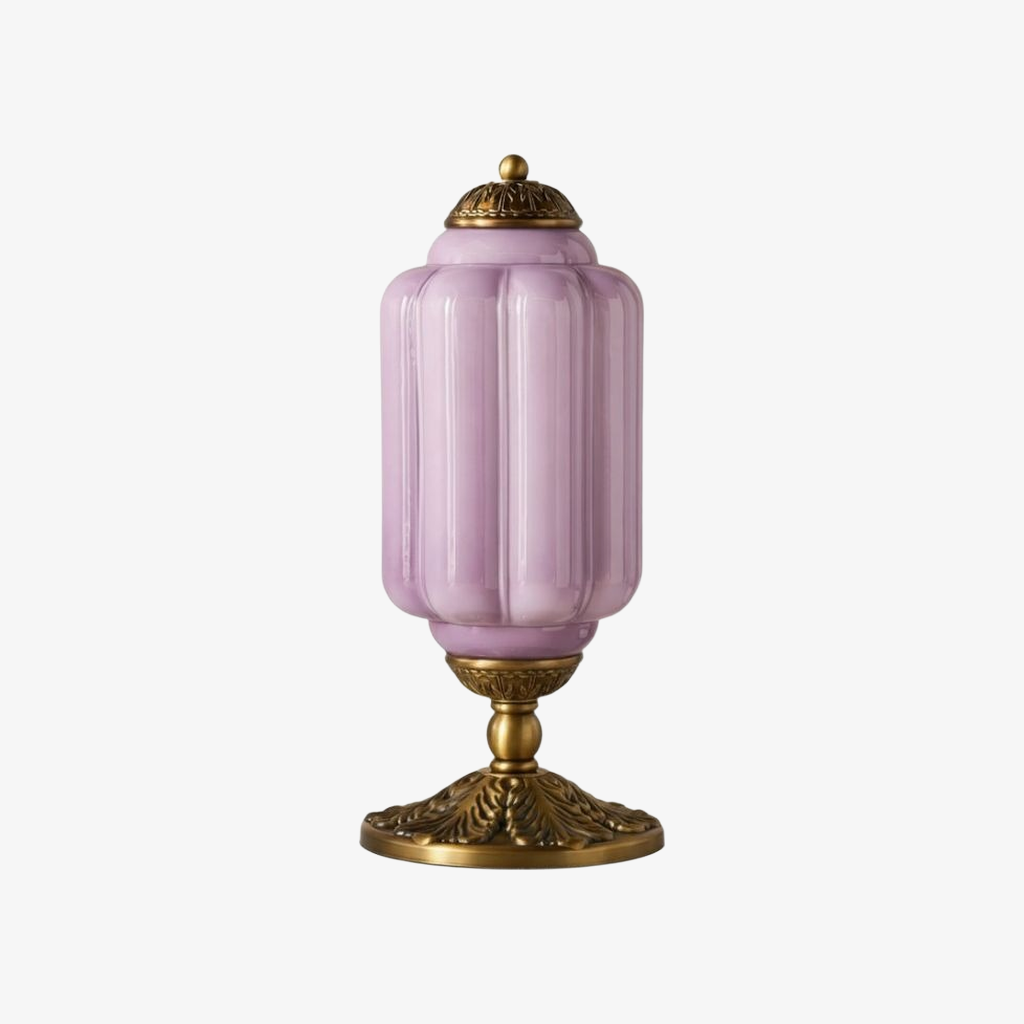 Nexos French Retro Cream Glass Textured Eloise Table Lamp