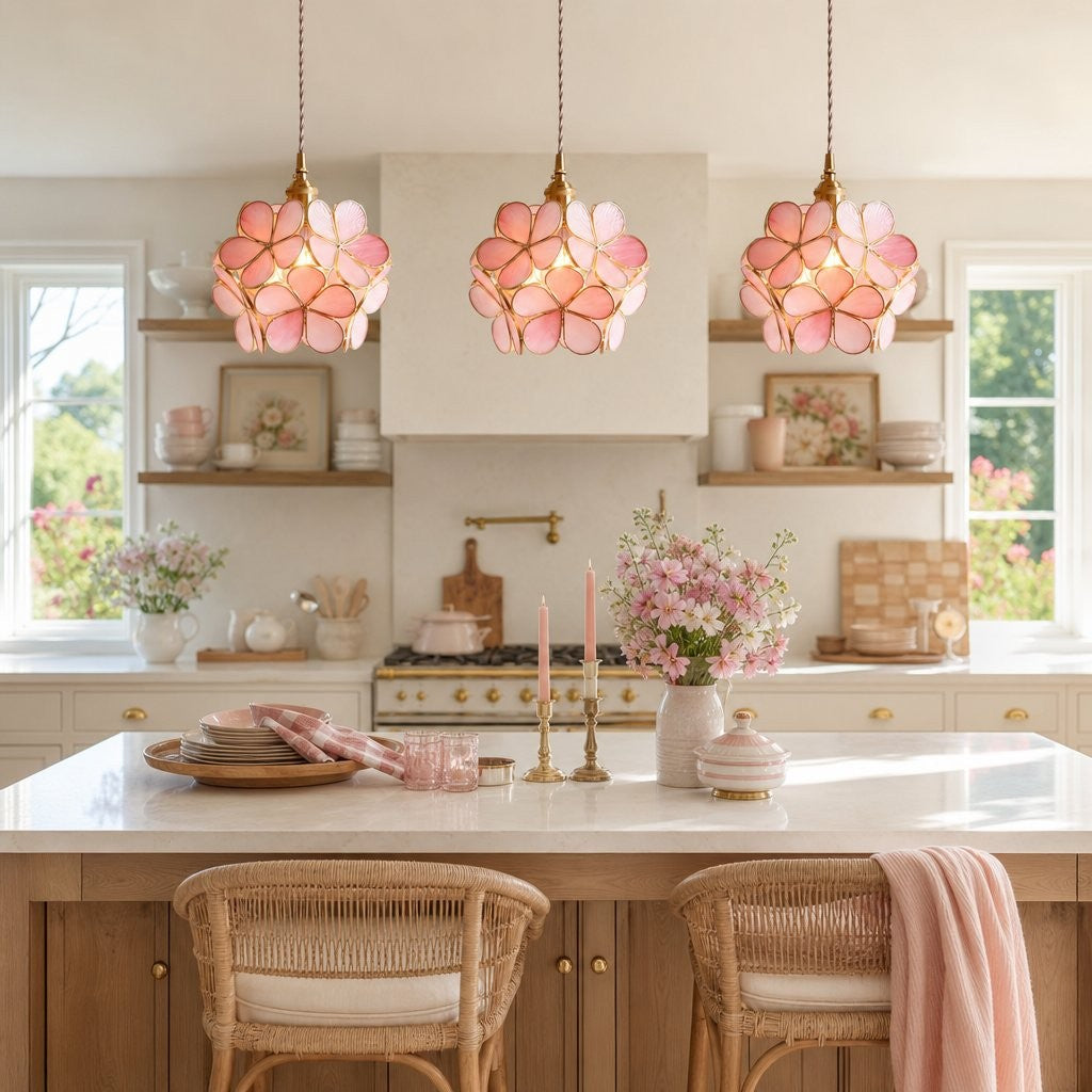 Viviana French Country Glass Petal Pendant Lights
