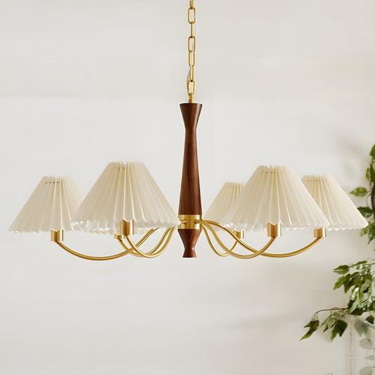 Axel Rustic Pleated Shade Wood Chandelier