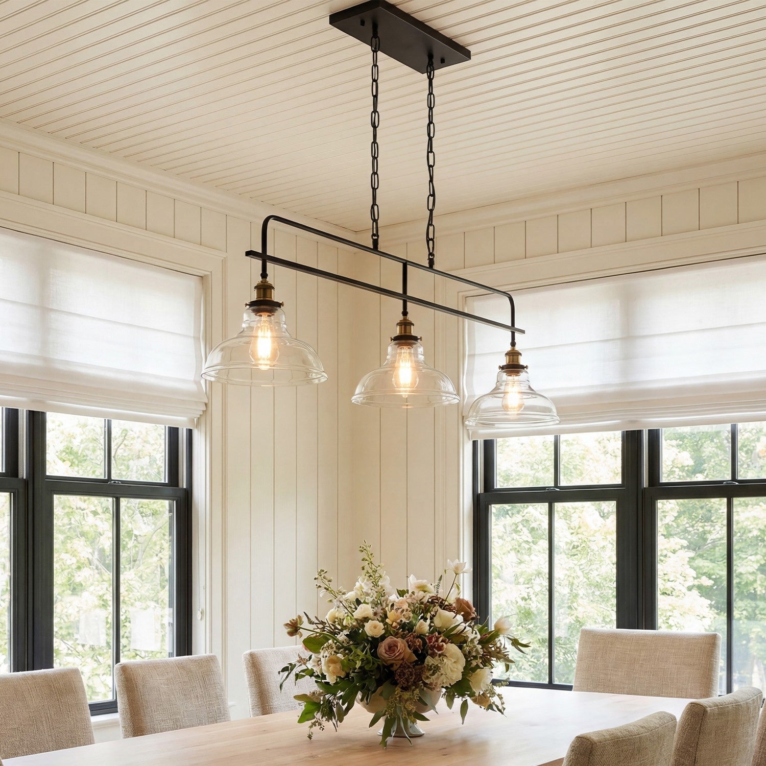 Bronte Industrial Metal 3 Lights Dome Glass Chandelier