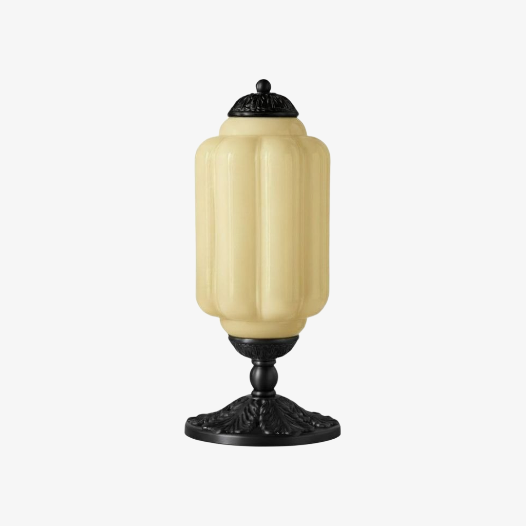 Nexos French Retro Cream Glass Textured Eloise Table Lamp