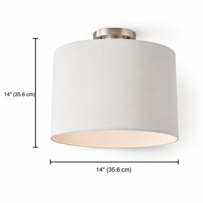 Kaethe Fabric Drum Shade Semi Flush Mount Light