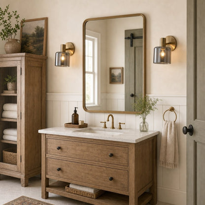 Caris Modern Brass Cylinder Glass Wall Sconce