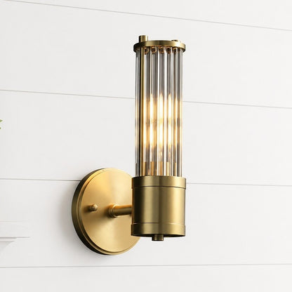 Prisha Mid Century Gold Fluted Ribbed Glass Wall Sconces